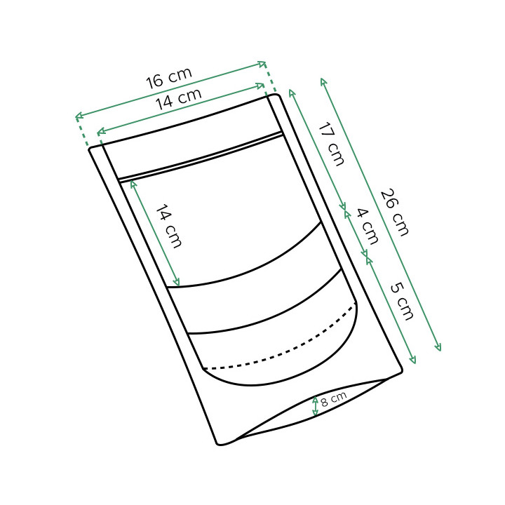Paper Doypack Kraft with self closing and Window 16+8x26cm (1000 Units)