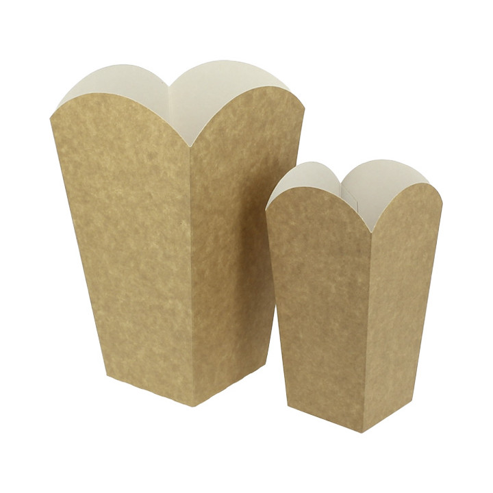 Paper Popcorn Box Medium Size Kraft 90g 7,8x10,5x18cm (350 Units)