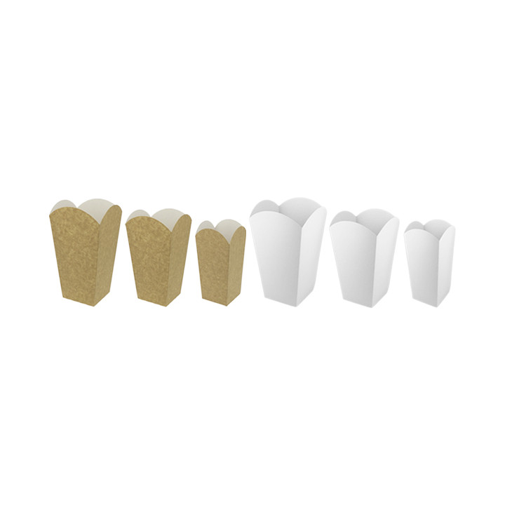 Paper Popcorn Box Large Size White 150gr 8,7x13x20,3cm (25 Units) 