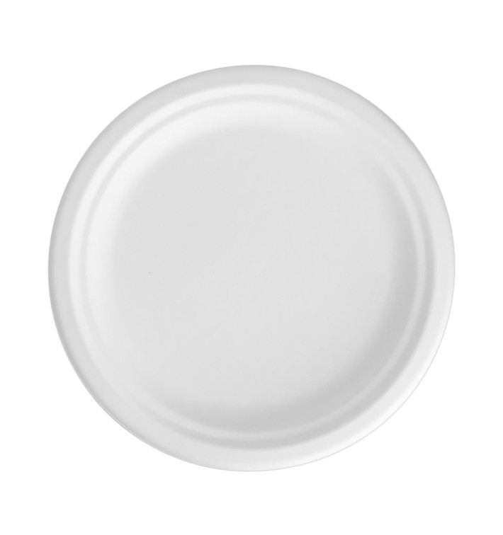 Sugarcane Plate Ø2C White Ø22,5 cm (50 Units) 