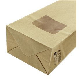 Paper Bag without Handle Kraft and Window 9+6x26cm (50 Uds)