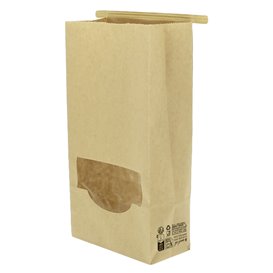Paper Bag without Handle Kraft and Window 12+6x23,5cm (1000 Uds)
