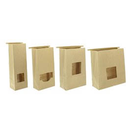 Paper Bag without Handle Kraft and Window 12+6x23,5cm (1000 Uds)