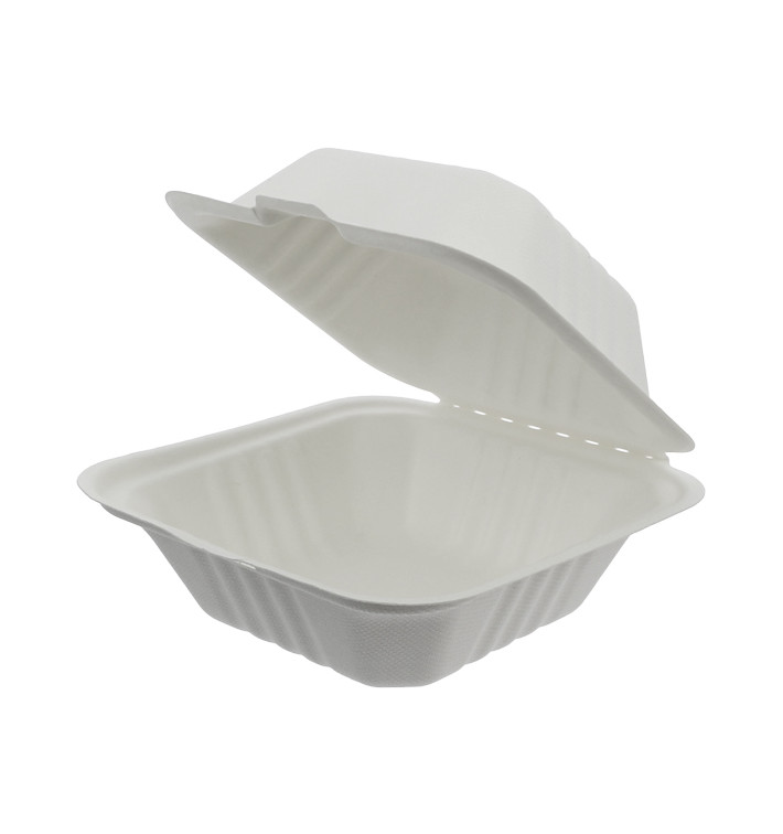 Sugarcane Burger Box White 152x153x77mm (125 Units)