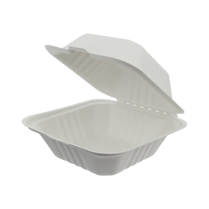 Sugarcane Burger Box White 152x153x77mm (500 Units)
