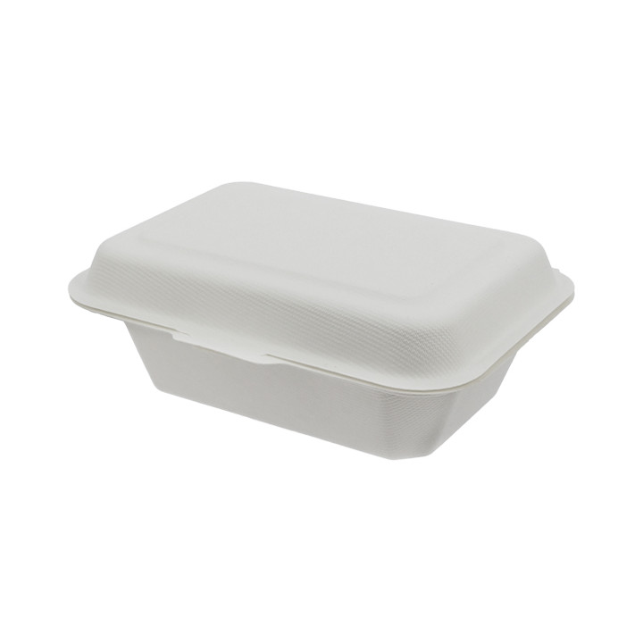 Sugarcane Hinged Container "Menu Box" White 13,6x18,2x6,4cm (50 Units) 