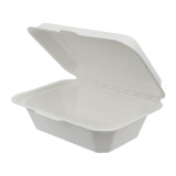 Sugarcane Hinged Container "Menu Box" White 13,6x18,2x6,4cm (50 Units) 