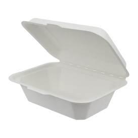 Sugarcane Hinged Container "Menu Box" White 13,6x18,2x6,4cm (50 Units) 