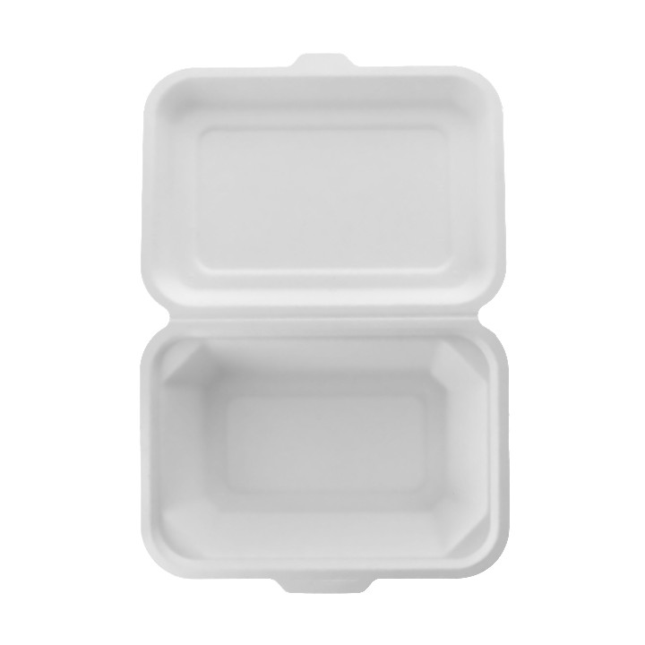 Sugarcane Hinged Container "Menu Box" White 13,6x18,2x6,4cm (50 Units) 