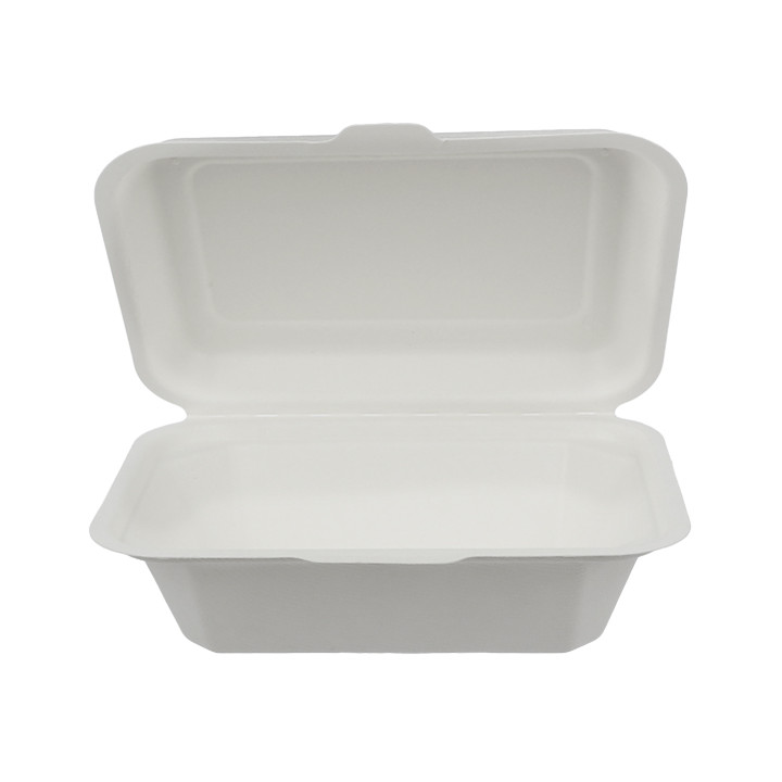 Sugarcane Hinged Container "Menu Box" White 13,6x18,2x6,4cm (300 Units)