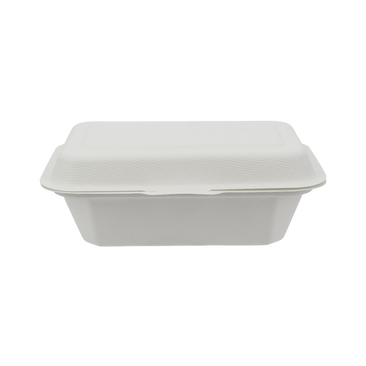 Sugarcane Hinged Container "Menu Box" White 13,6x18,2x6,4cm (300 Units)