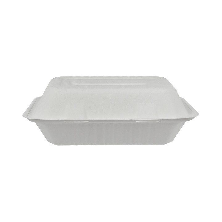 Sugarcane Hinged Container "Menu Box" White 15x22x5cm (50 Units) 