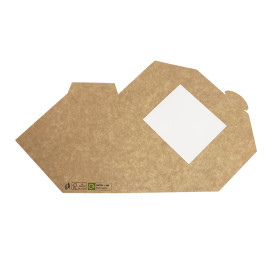 Paper Take-Out Container with Window Kraft Double Sandwich 12,5x6,5x12,5cm (50 Units)