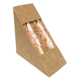 Paper Take-Out Container with Window Kraft Double Sandwich 12,5x6,5x12,5cm (50 Units)