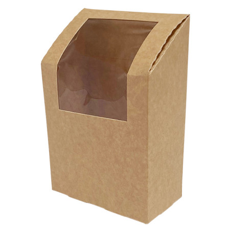 Kraft Cardboard Box with Window for Sandwiches and Wraps 19 x 5 x 13 cm