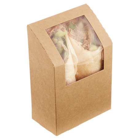 Kraft box with window 19 x 5 x 13 cm for sandwiches, wraps and takeaway products