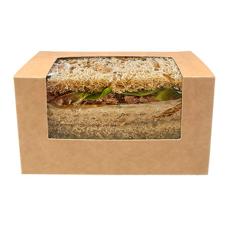 Kraft box with window for sandwiches, wraps and takeaway products
