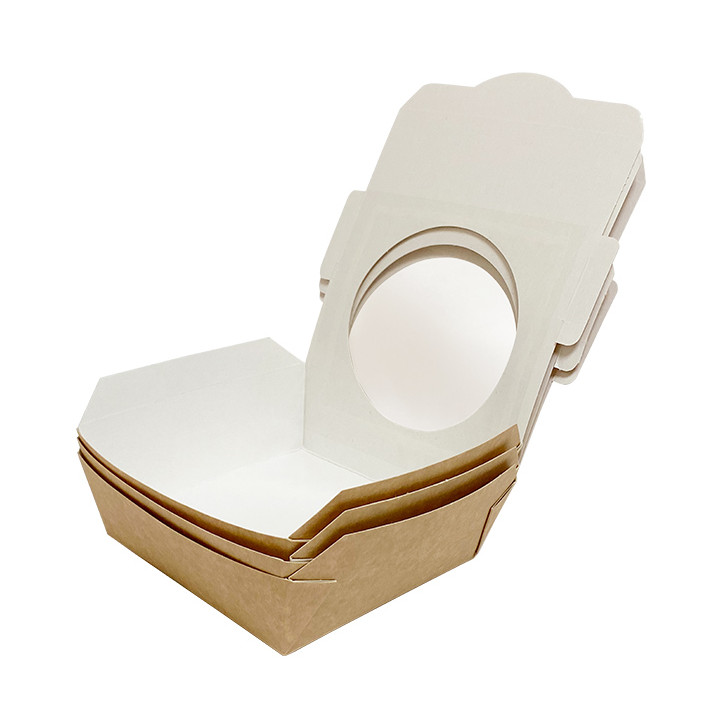 Kraft Cardboard Salad Bowl with Window 500ml (250 Units)