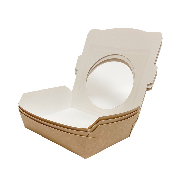 Kraft Cardboard Salad Bowl with Window 750ml (250 Units)
