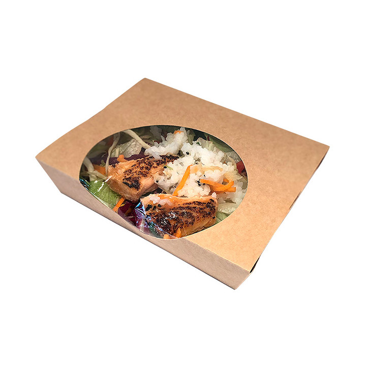 Kraft Cardboard Salad Bowl with Window 750ml (250 Units)