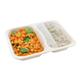 Sugarcane Container PLA 2C Laminated 820ml 22,7x17,8x3,2cm  (300 Units)