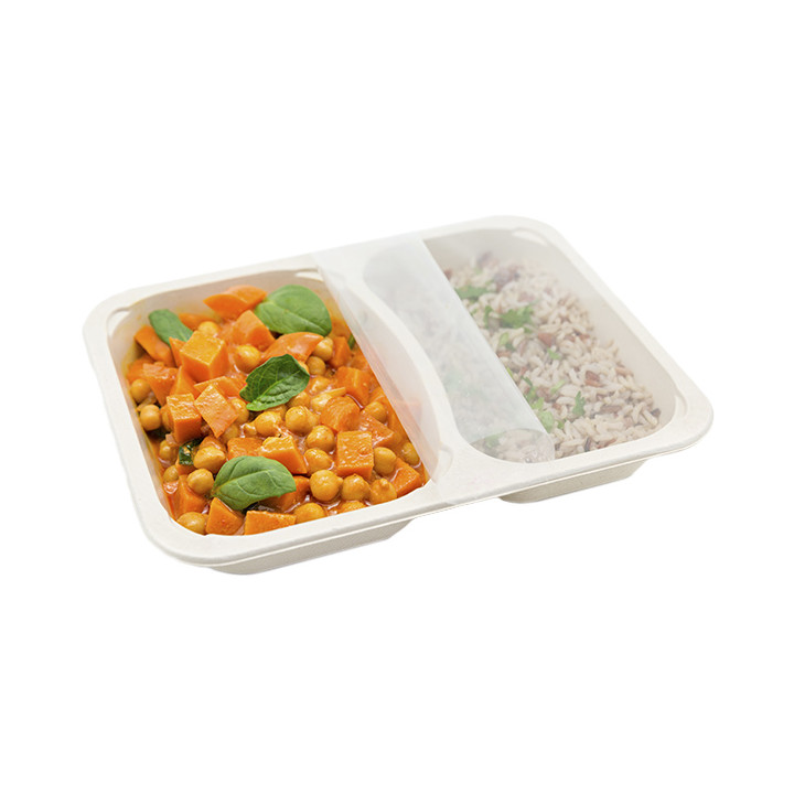 Sugarcane Container PLA 2C Laminated 820ml 22,7x17,8x3,2cm  (300 Units)