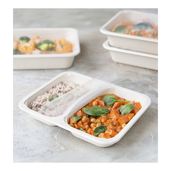 Sugarcane Container PLA 2C Laminated 820ml 22,7x17,8x3,2cm  (300 Units)