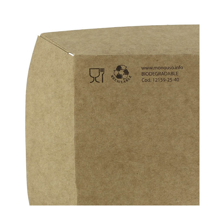 Paper Food Boat Tray Kraft-Kraft 300ml 11x7x3,5cm (25 Units) 