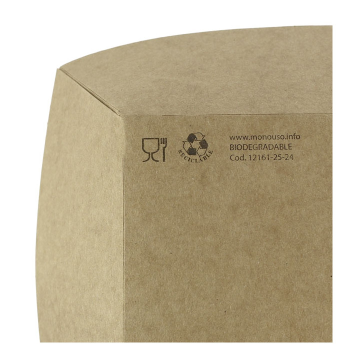 Paper Food Boat Tray Kraft-Kraft 525ml 12,2x8x5,5cm (25 Units) 