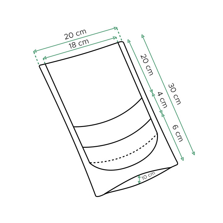 Paper Doypack White with self closing and Window 20+10x30cm (500 Units)
