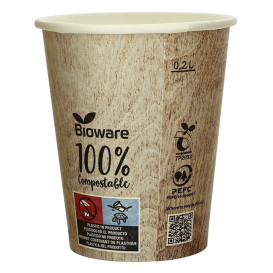 Paper Cup PLA "BioWare" Eco-Friendly 9 Oz/270ml Ø8,0cm (50 Units) 