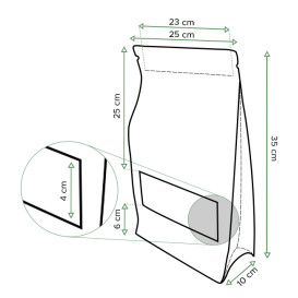 Paper StandUp Kraft with self closing and Window 25+10x35cm (50 Units)