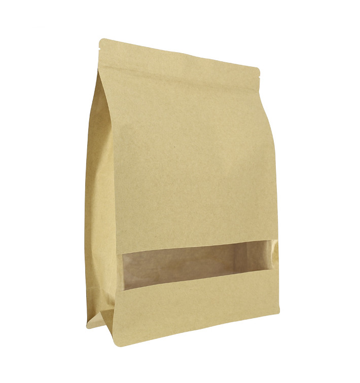 Paper StandUp Kraft with self closing and Window 25+10x35cm (50 Units)