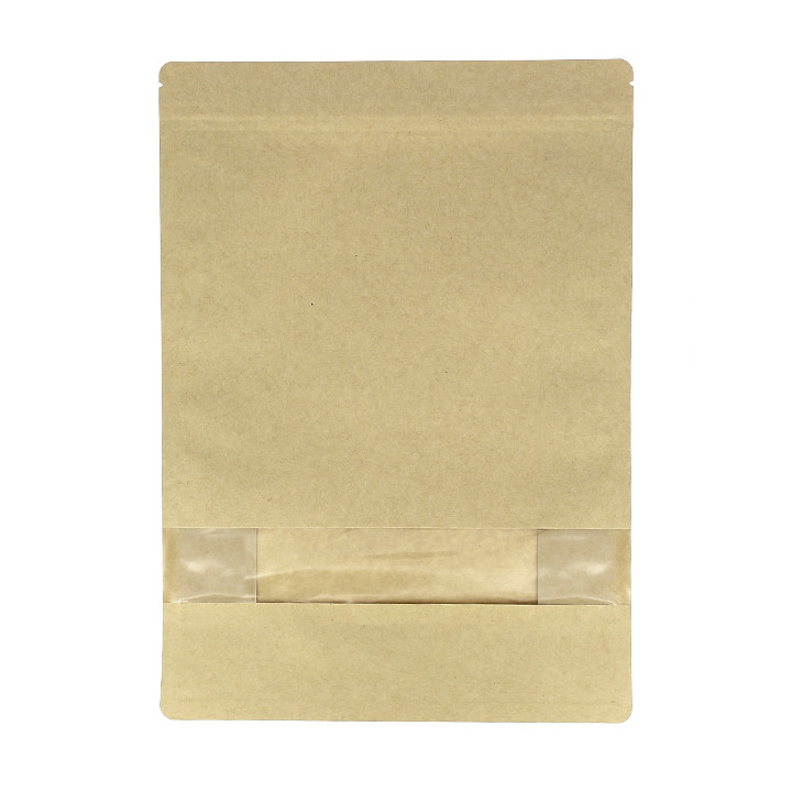 Paper StandUp Kraft with self closing and Window 25+10x35cm (250 Units)
