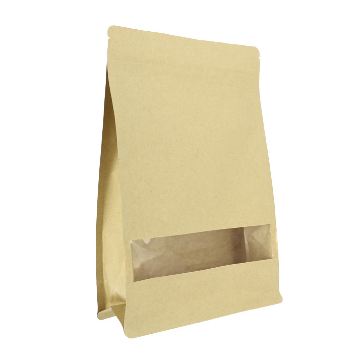 Paper StandUp Kraft with self closing and Window 20+8x30cm (500 Units)