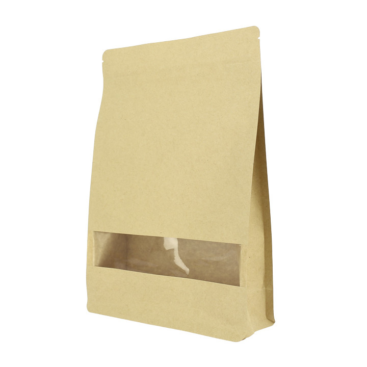 Paper StandUp Kraft with self closing and Window 20+8x30cm (500 Units)