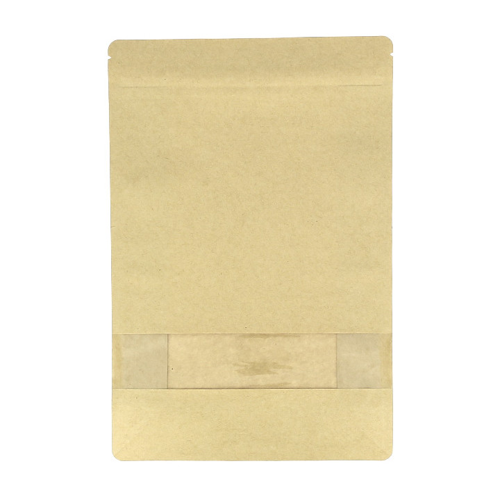 Paper StandUp Kraft with self closing and Window 20+8x30cm (500 Units)