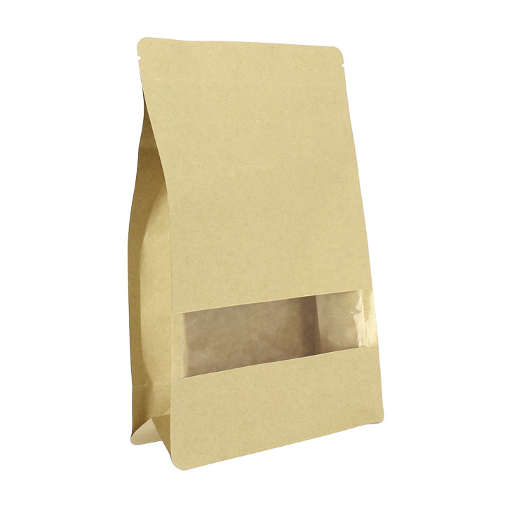 Paper StandUp Kraft with self closing and Window 16+8x26cm (500 Units)