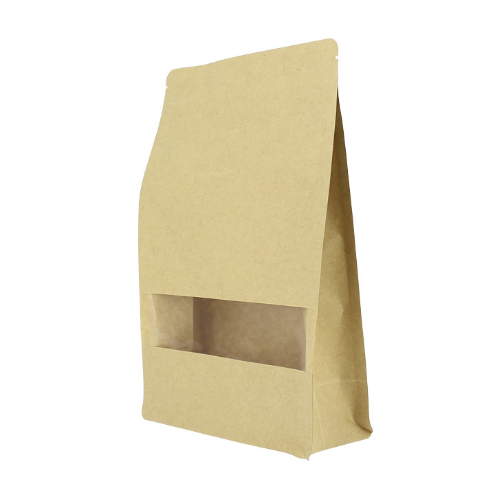 Paper StandUp Kraft with self closing and Window 16+8x26cm (500 Units)