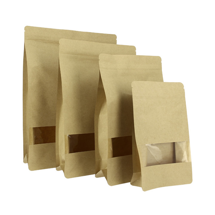 Paper StandUp Kraft with self closing and Window 16+8x26cm (500 Units)