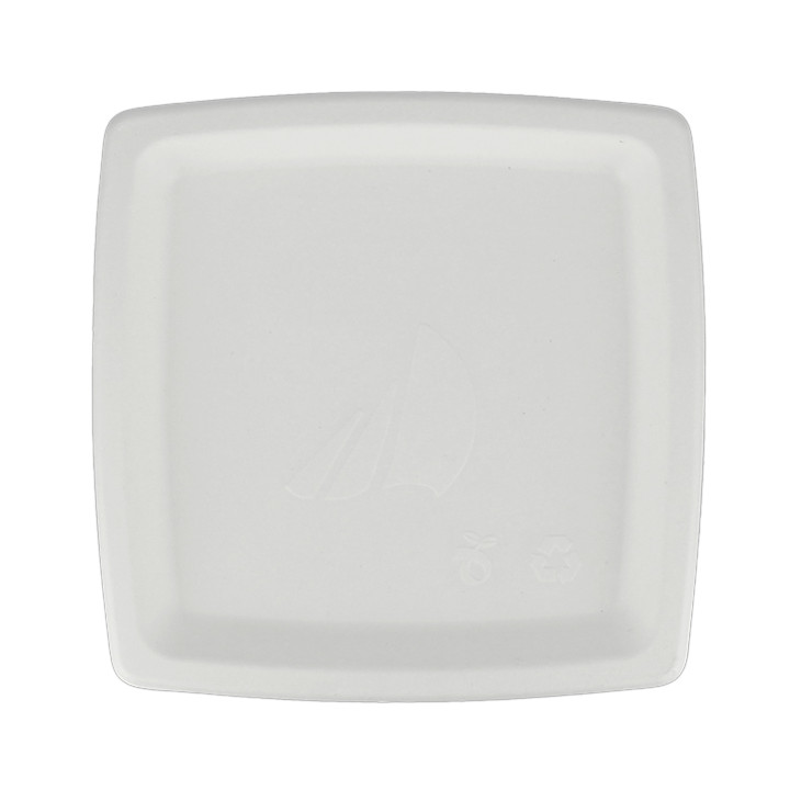 Sugarcane Plate Square shape White 17 cm (1000 Units)