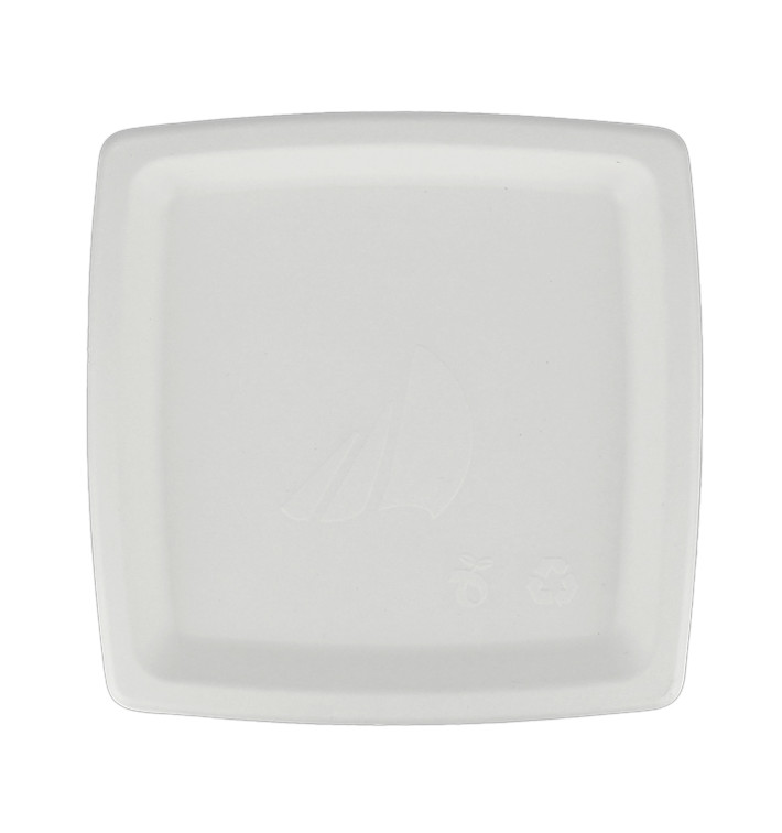 Sugarcane Plate Square shape White 17 cm (125 Units)  