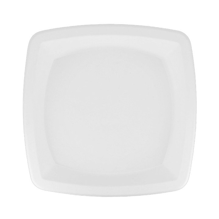 Sugarcane Plate Square shape White 25 cm (500 Units)