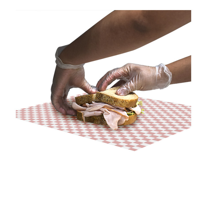 Paper Food Wrap Grease-Proof “Vichy” Red 28x31cm (1000 Units) 