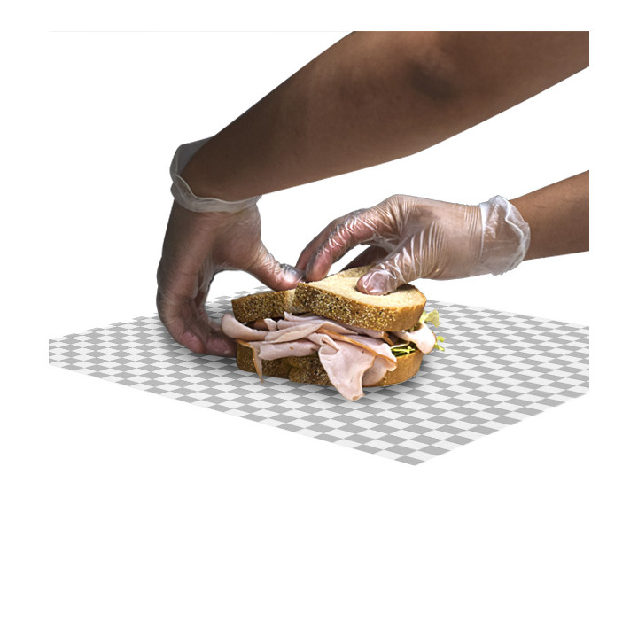 Paper Food Wrap Grease-Proof “Vichy” Black 28x31cm (1000 Units) 