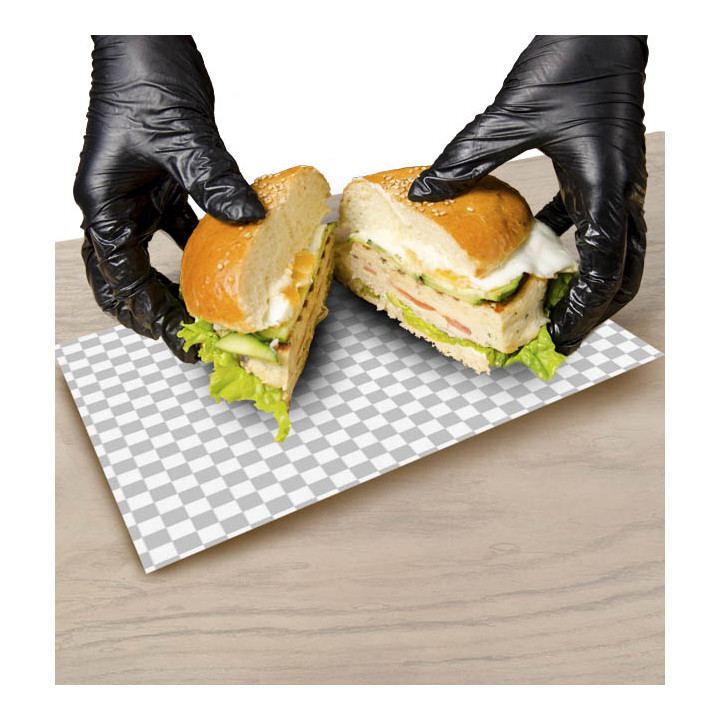 Paper Food Wrap Grease-Proof “Vichy” Black 20x24,5cm (1000 Units) 