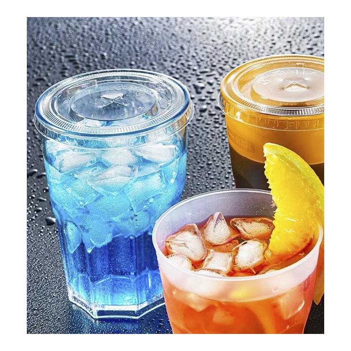 Flat Lid with Cross PET transparent Ø8,5cm (1.000 Units)