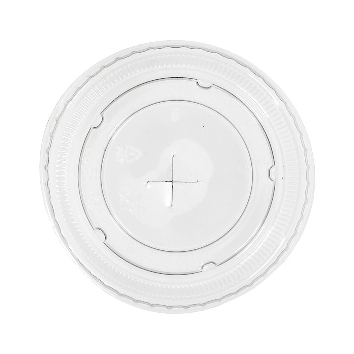Flat Lid with Cross PET transparent Ø8,5cm (50 Units)