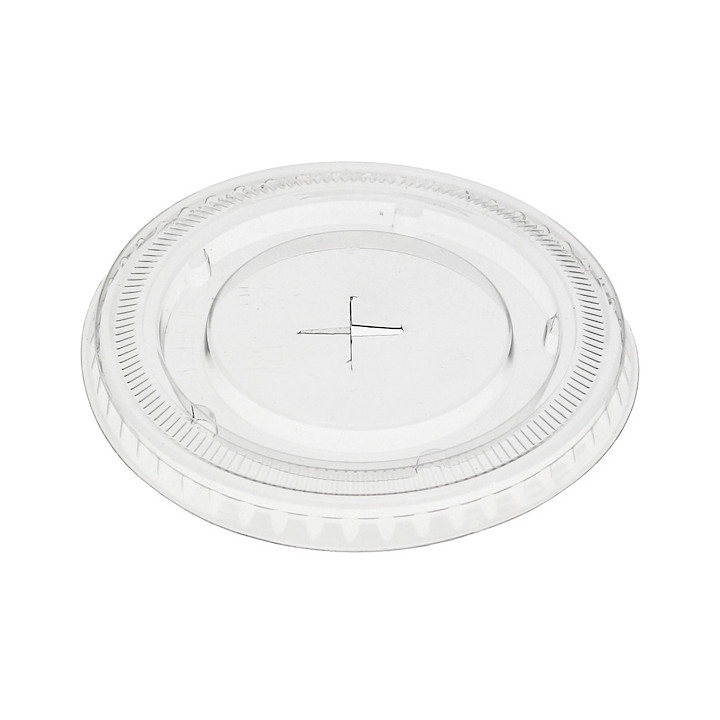 Flat Lid with Cross PET transparent Ø8,5cm (50 Units)