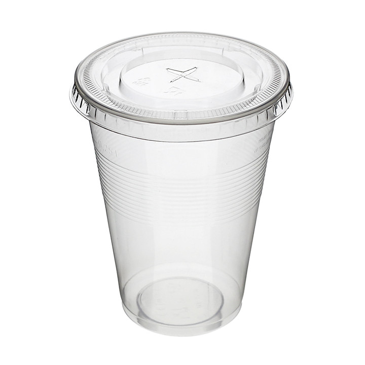 Flat Lid with Cross PET transparent Ø8,5cm (50 Units)
